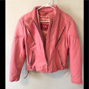 Leather king pink biker jacket w removable liner!